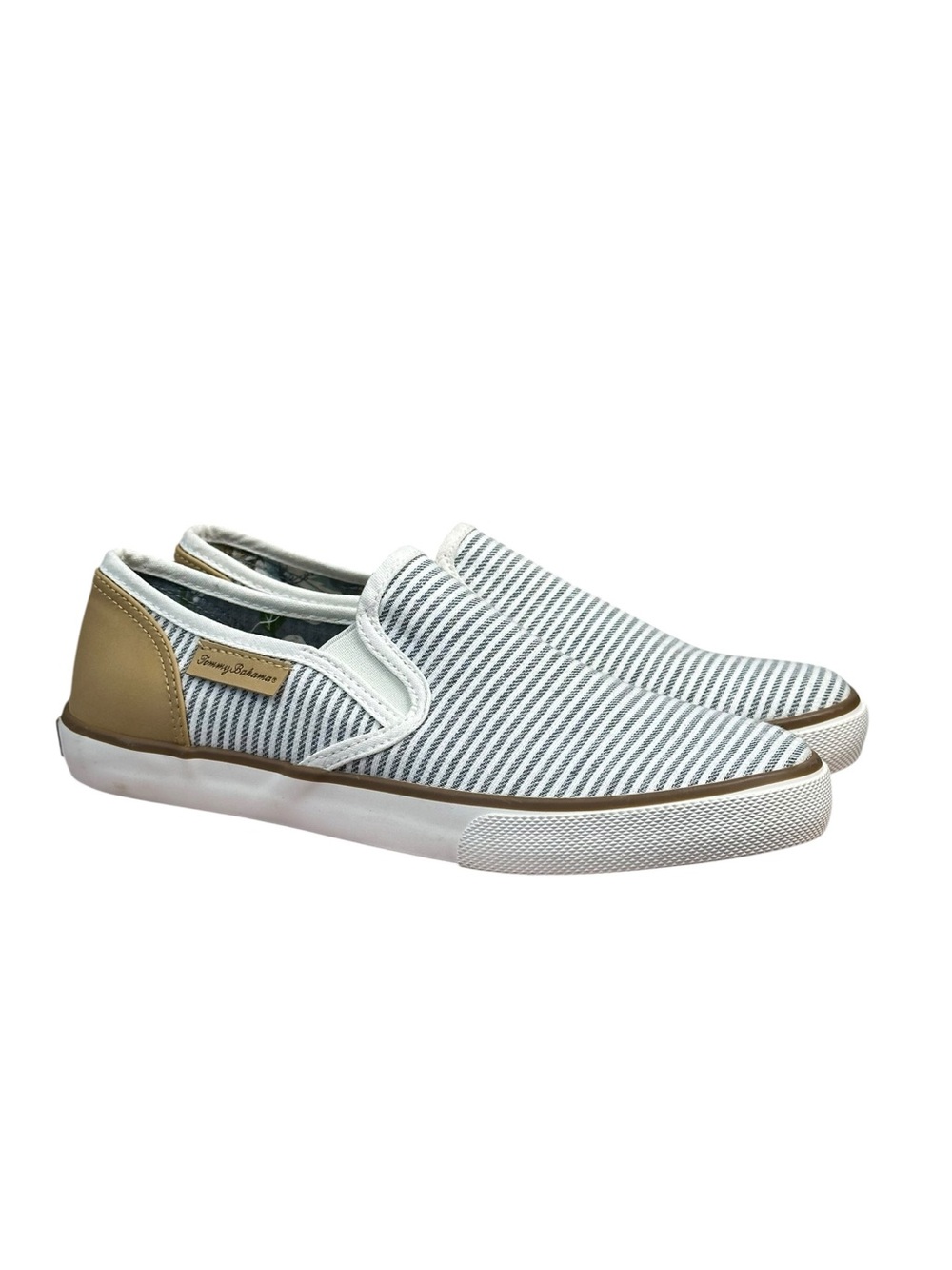 Tommy Bahama Stripe Sailor Canvas Shoes Size 9 Blue White Slip On Sneakers